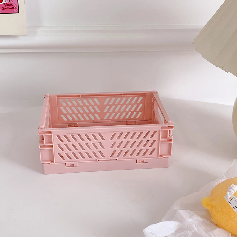 Foldable Plastic Desk Organizer Collapsible Plastic Folding Storage Box Basket Cosmetic Container Desktop Holder for Office Home