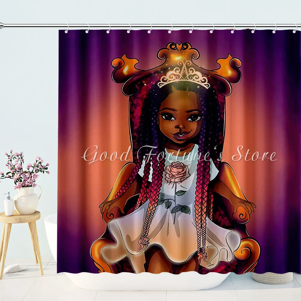 Black Art Afro Girl Magic Queen Bathroom Curtain