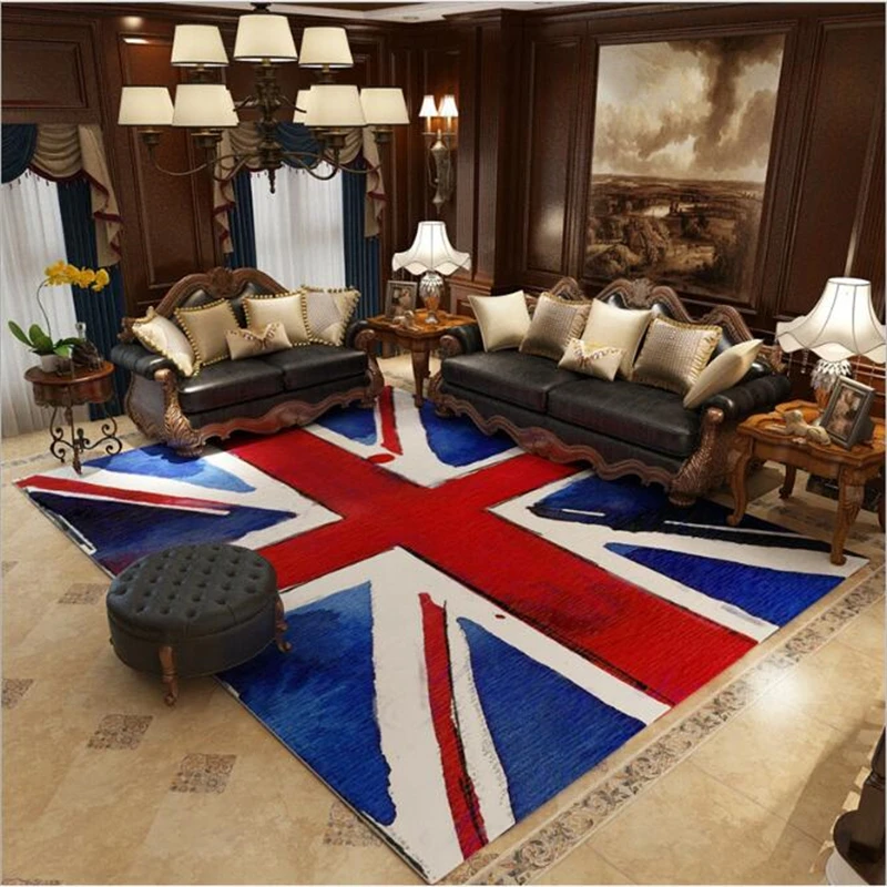 Bubble Kiss Carpet for Living Room European Style UK&USA Flag Design Carpet Home Bedside Area Rugs for Bedroom Non-slip Mat