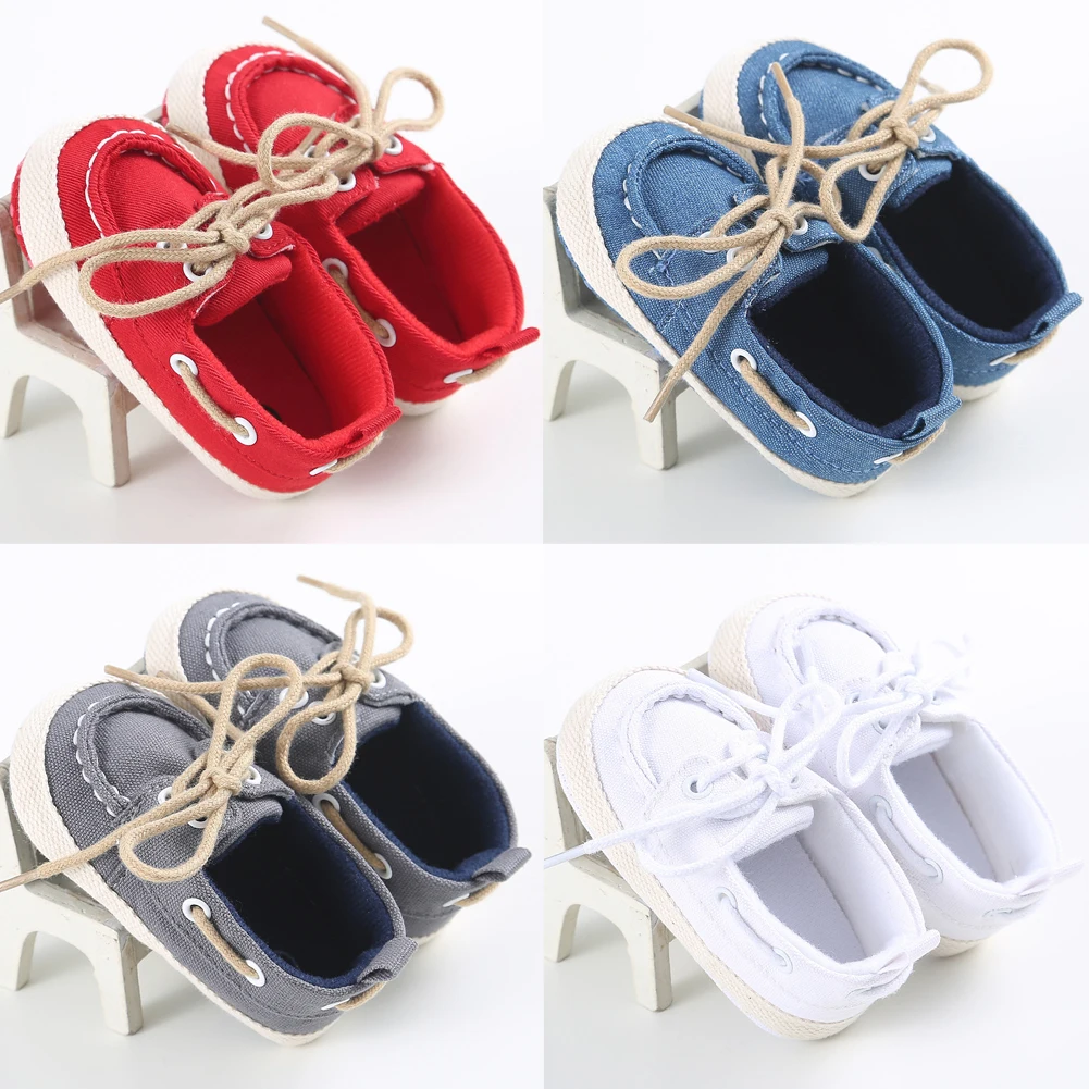 

Newborn Baby Girls Boys Shoes Soft Soles Crib Soft Sole Sneakers Toddler Canvas Lace-up Casual Shoes 0-18M