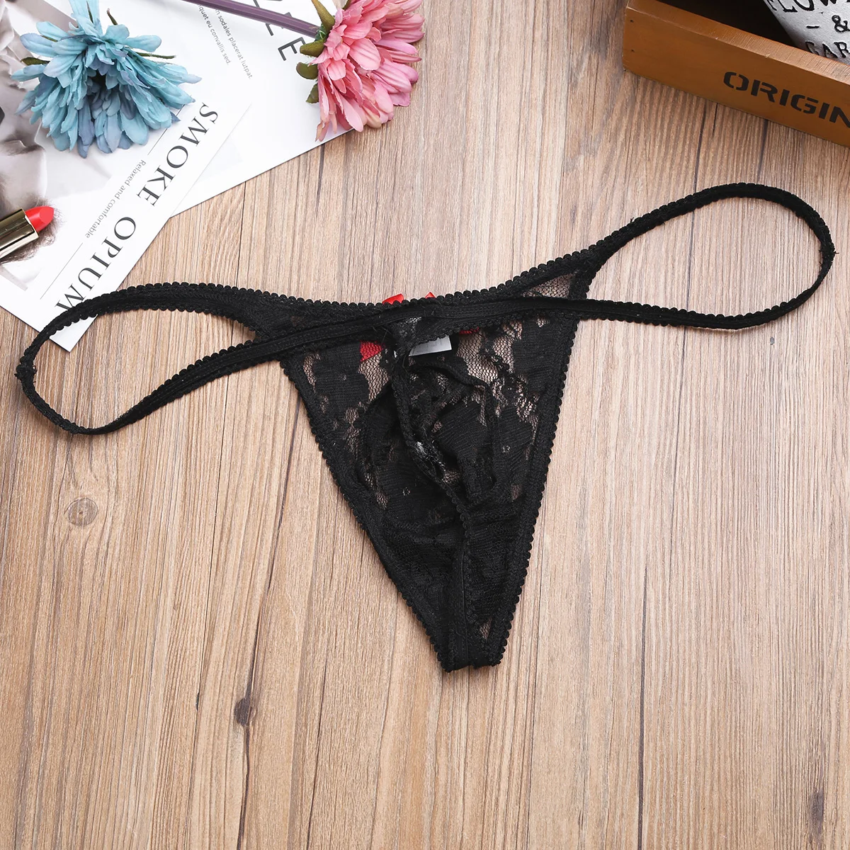 Gay Male Sexy Lingerie Exotic Sheer Floral Lace Thongs Underwear Mens Sissy Crossdress Panties G String Briefs Nightwear