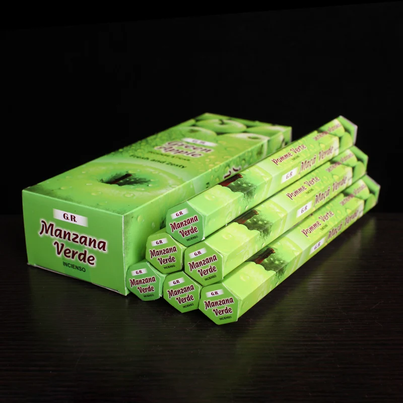 Big Box Imported India Incense Green Apple Scent Aroma Incense Stick Natural Spice Home Fragrance Indoor Yoga Relax Smells Item