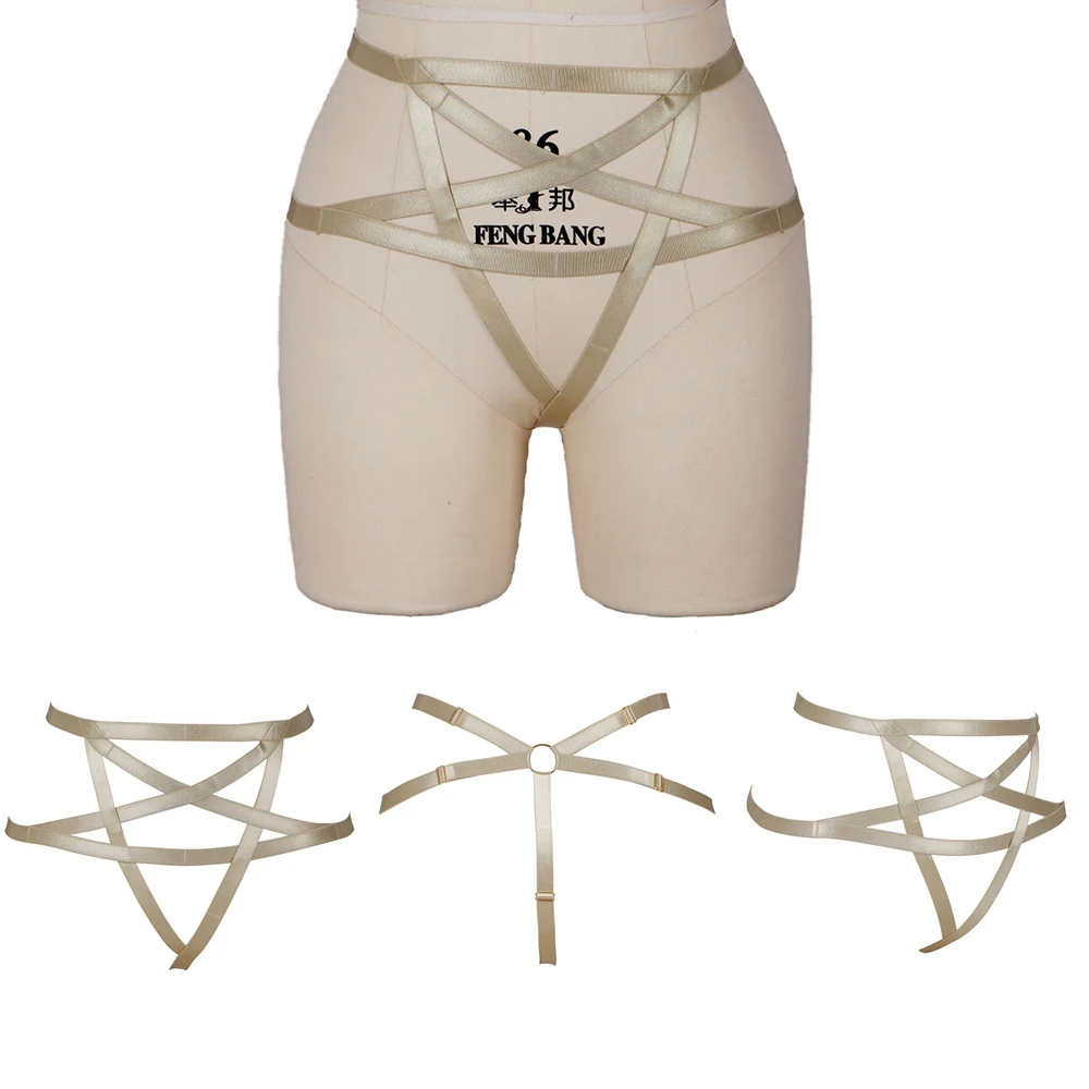 

Elastic Bondage Punk Harness Fashion Women's Underwear Pentagram Triangle Shorts Sword Belt Garters Stocking Erotic Lingerie