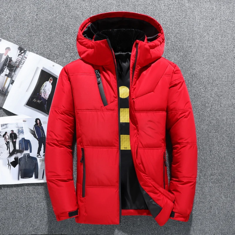 2021 Winter New Down Jacket Men White Duck Down Men Section Casual Thickening Warm Youth Men'S Hooded Down Coat 1897