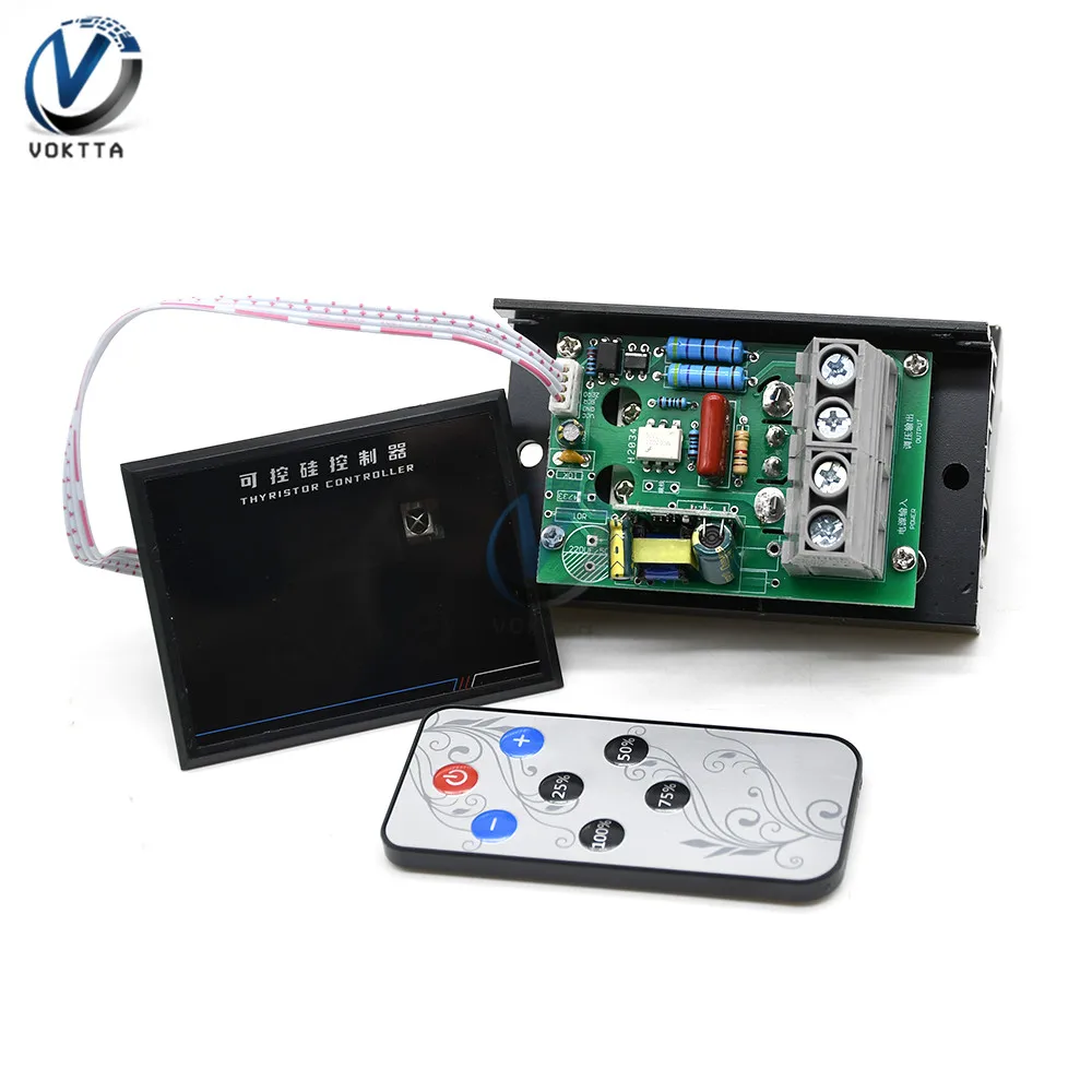 AC 220V 6000W Intelligent Digital Display Thyristor Voltage Regulator with Isolated Power Supply+Buzzer+Infrared Remote Control