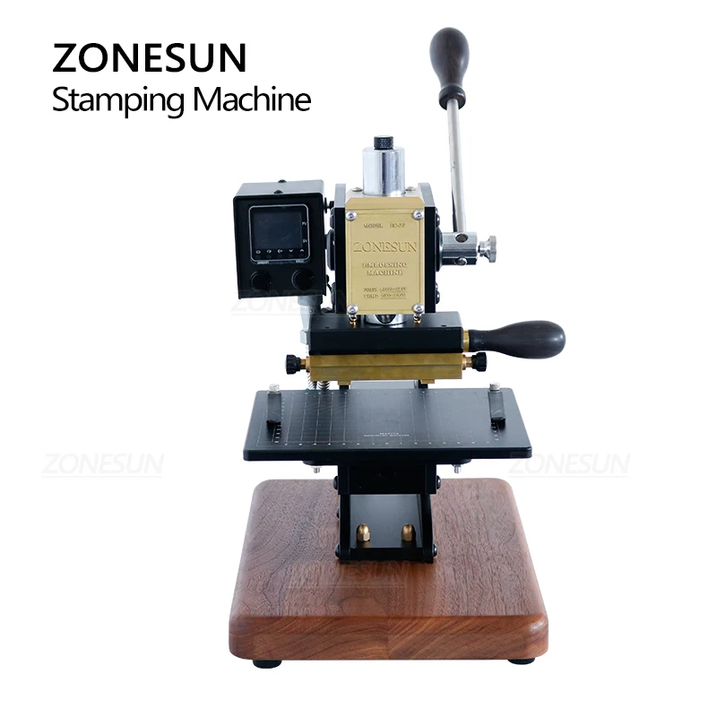 ZONESUN Press Trainer Hot Foil Stamping Machine for Leather Wood Paper Branding Custom Logo Leather Marking Embossing Tools