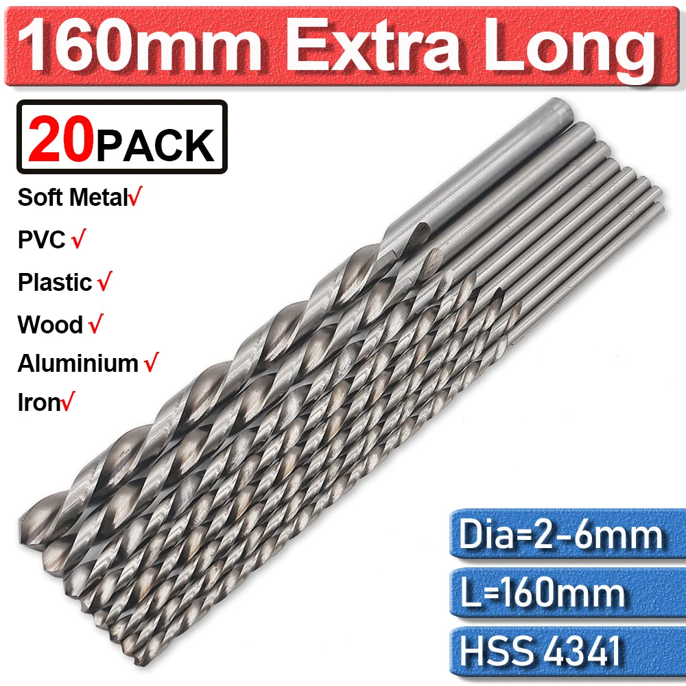 4pcs Twist Drill Bits Cobalt 2/3/4/5/6Mm Extra Long Drill Bit For Metal Drilling High Speed Steel Hss 160Mm Drill Bits Guide Set