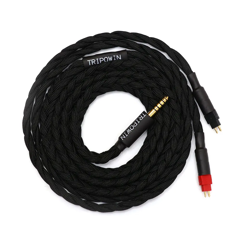 Tripowin GranVia 26AWG 36 Strands x 4 Core Handmade Headphone Replacement Cable for HD650 HD580 HD800 HIFIMAN ANANDA Black