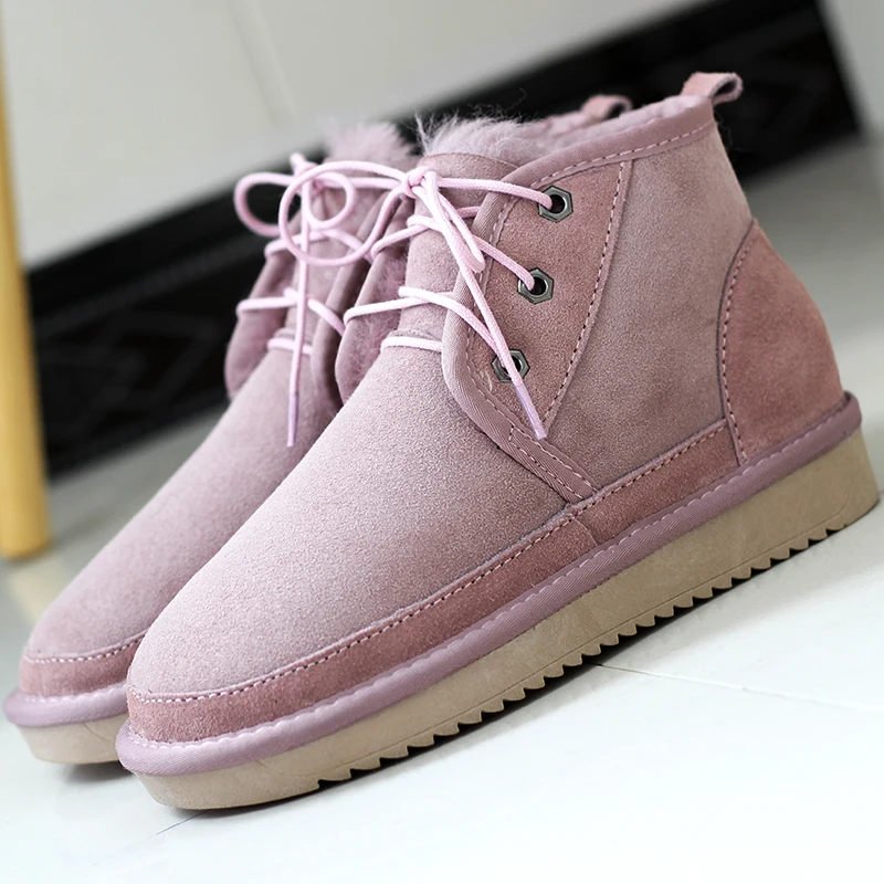 New Design 2022 Genuine Sheepskin 100% Natural Fur Shoes Women Winter Warm Shoes Flats Boots Leisure Female Casual Snow Boots