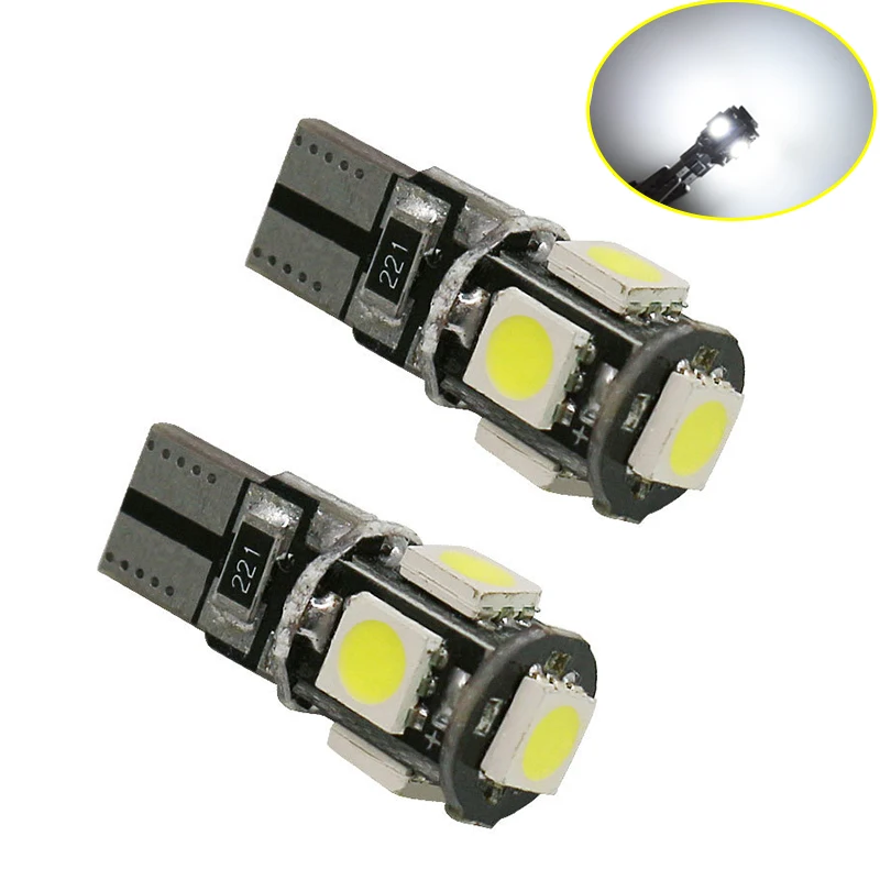 

2PCS 194 LED Bulb T10 W5W 5050 5SMD canbus LED Replacement Bulbs for Car Dome Map License Plate Lights Clearance Lamp White 12V