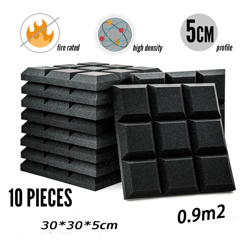 10PCS Acoustic Sound Proof Foam for Studio High Density Sound Absorbing Panels