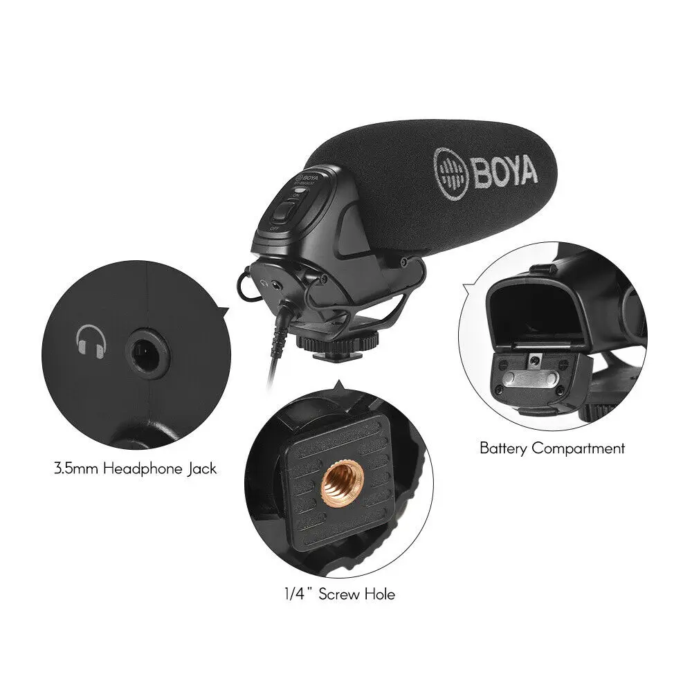Boya BY-BM3030 BM3031 BM3032 BM3032 BM3011 Microphone On-Camera Shotgun Condenser Supercardioid for DSLR Cameras Audio Recorders