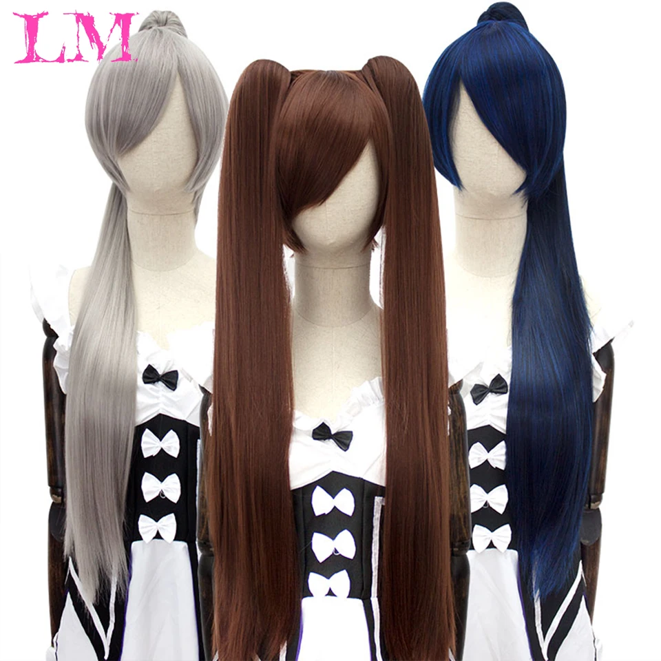 Long Straight Around Clip In Ponytail Hair Extension Synthetic Ponytail Black Purple Red Hair Cosplay Wig Party Synthetic Wigs