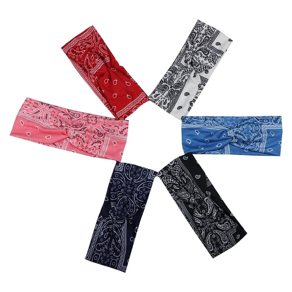 

Women Sport Headband Paisley Fashion Color Polyester Workout Multi Coloured Elastic Hair Bands