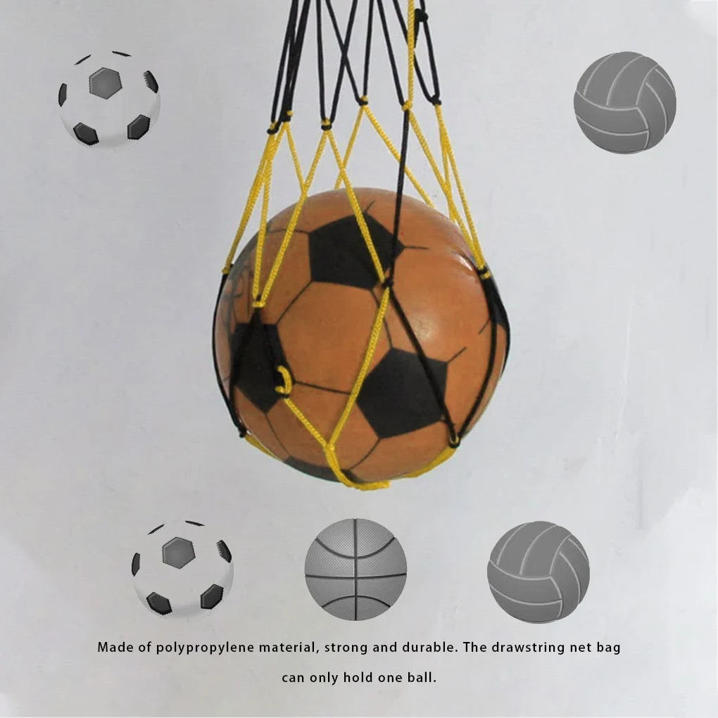 Ball Bag Mesh Net Basketball Carrier Outdoor Volleyball Storage Holder Drawstring Shopping Bag