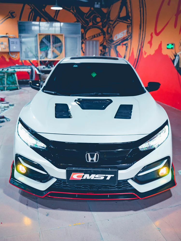 For Honda Civic10th body kit hatchback Civic 2016-2021 spoiler front lip side skirt diffuser Fender carbon fiber JDMmodification