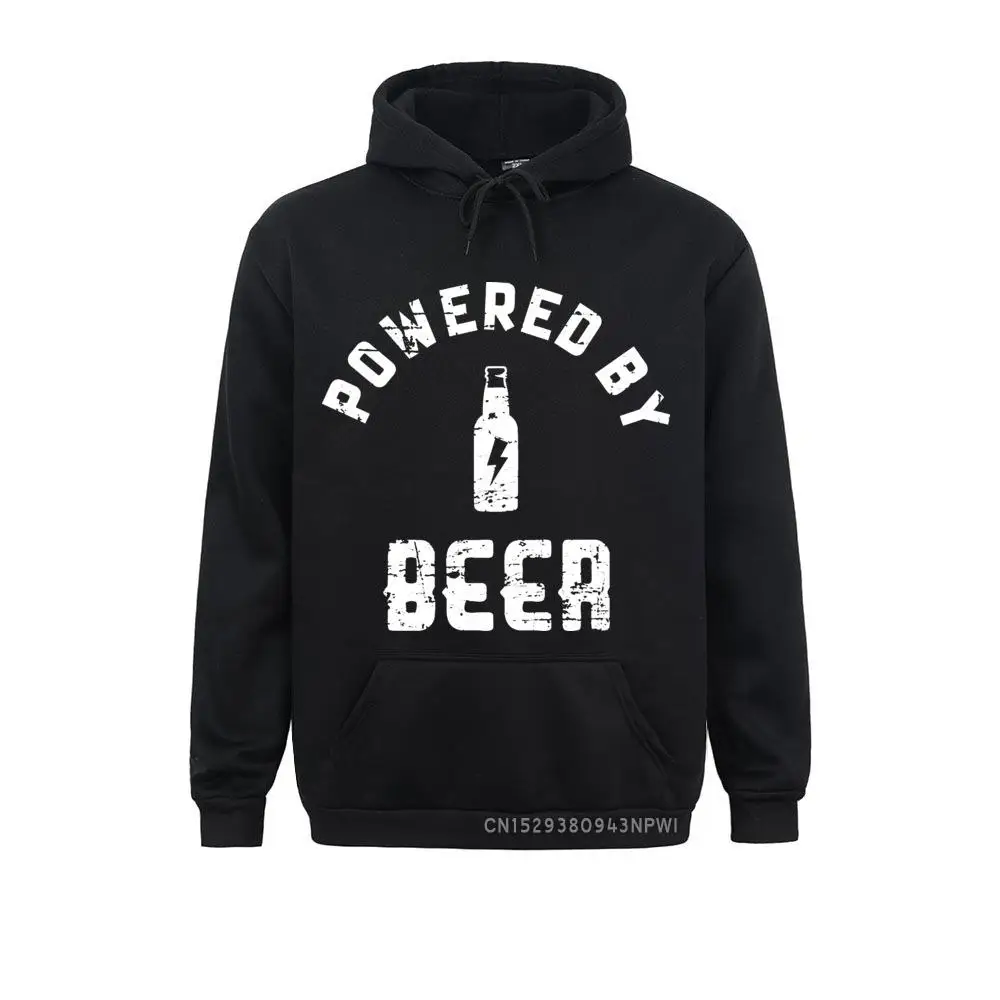 Men Powered By Beer Sweatshirt Bar Alcohol Drink Costume Hoody Humorous Long Sleeve Pocket Coats Birthday Gift Hoodie