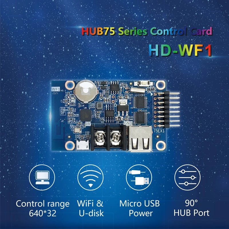 Imagem -03 - Pixel Uma Nova Geração de Rgb Seven Color Graphic Small Led Display Screen Wi-fi Control Card Hd-wf1 640w 32h