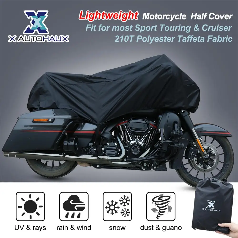 

X AUTOHAUX M L XL SIZE Motorcycle Half Cover 210T universal Outdoor Waterproof Dustproof Rain Dust UV Protector Motorcycle Bike