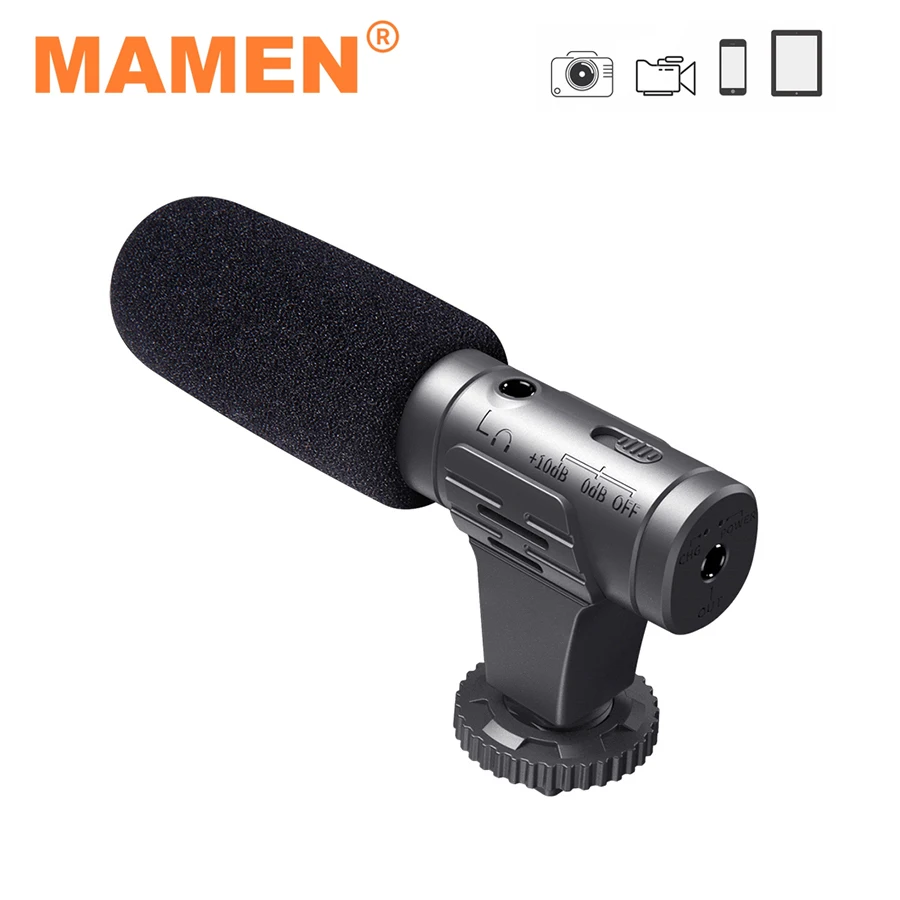 

MAMEN 3.5mm Real-time Monitoring Recording Microphone Hypercardioid Condenser Microfone for Phone Camera Vlog Shooting Interview