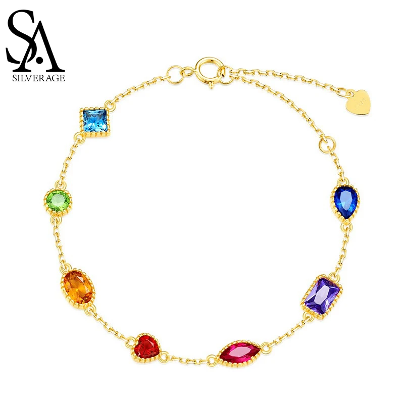 SA SILVERAGE Retro Palace Bracelet Zircon 2021 New Handicrafts S925 Sterling Silver Jewelry Bracelets for Women 925 Sterling