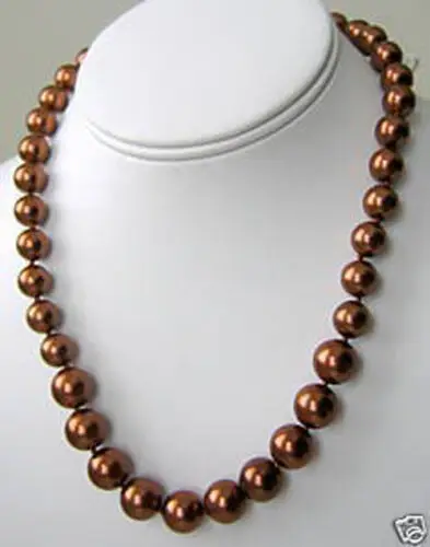 

10mm 24" Chocolate South Sea Shell Pearl Round Beads Necklace AAA