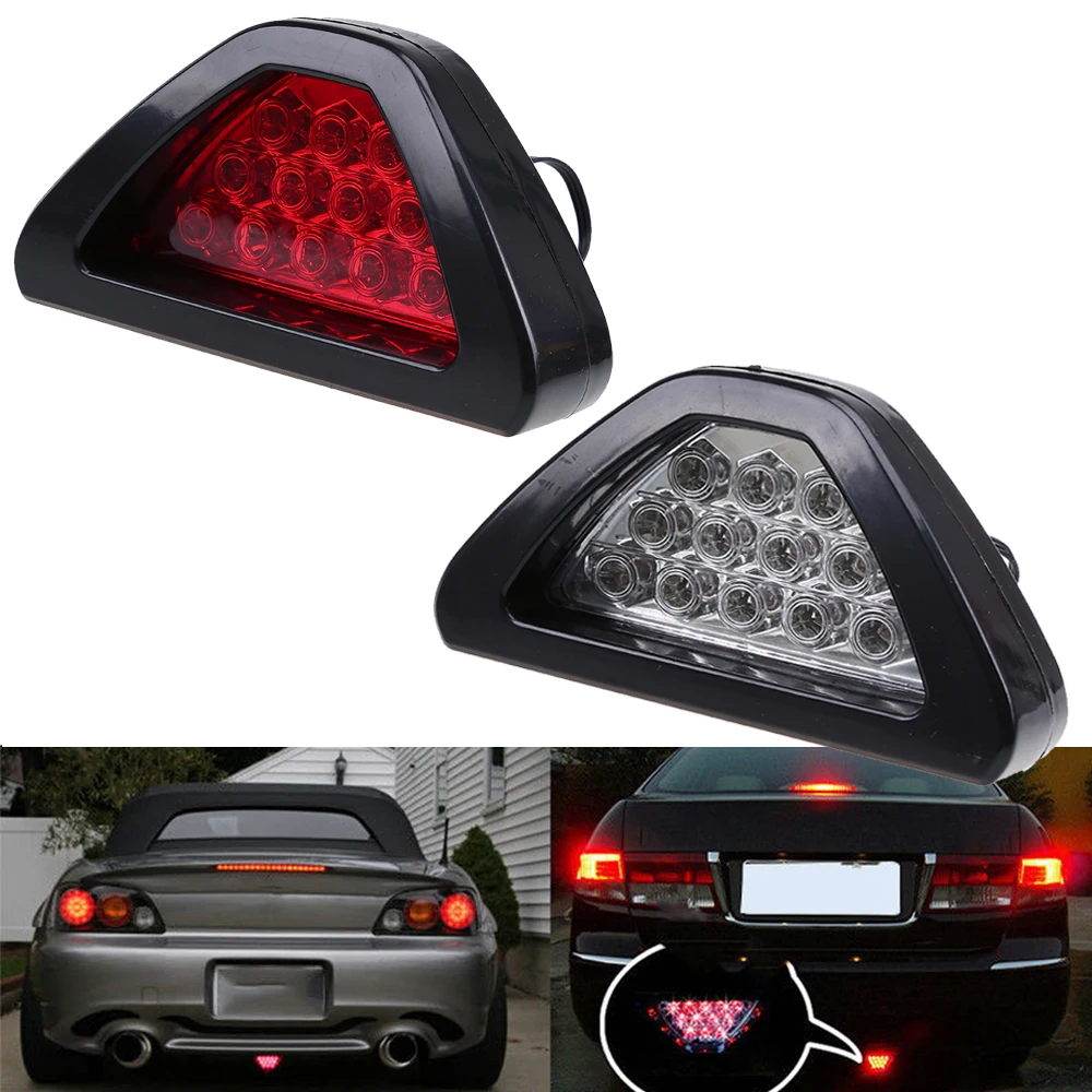 Universal Brake Signal Lamp F1 Style Triangle Sporty 12LED Rear Fog Light Tail Third Brake Lamp DRL For Car Modified Accessories