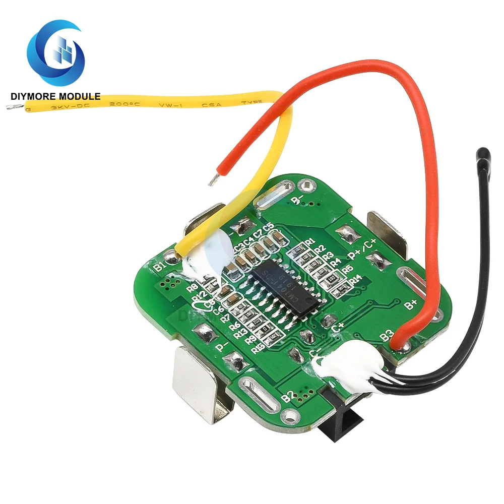 BMS 4S 14.8V 2MOS 18650 Lithium Battery Charging Protection Board DC Plug In with Cable For Power Bank/Electric Tools