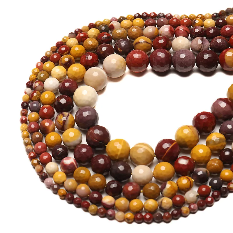 Wholesale Faceted Colorful Mookaite Stone Round Loose Beads 4 6 8 10 12 mm for Jewelry Making DIY Bracelet necklace Accessories