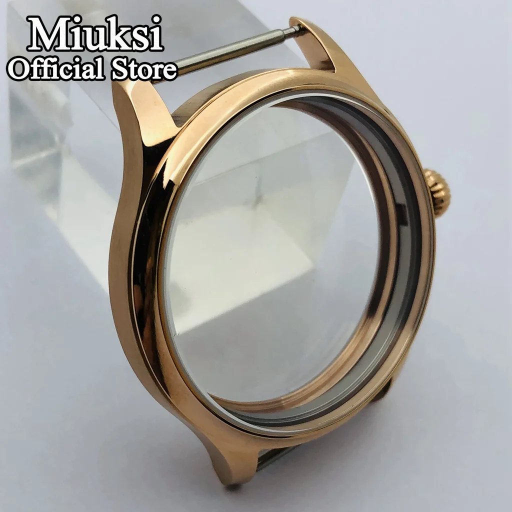 Miuksi 44mm rose gold stainless steel case fits ETA 6497 6498 Seagull ST3600 ST3620 ST36 series movement