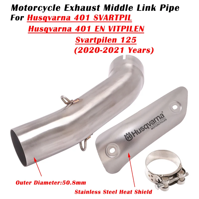 For Husqvarna 401 VITPILEN SVARTPILEN 125 250 2020 2021 Motorcycle Exhaust Escape System Modify Muffler Mid Link Pipe With Cover