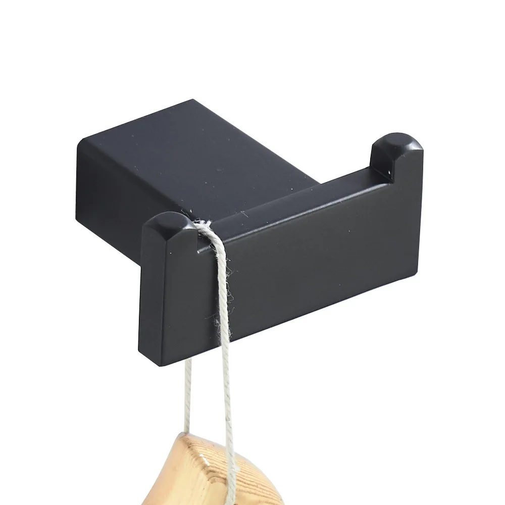 

Крючки для пальто, двойные настенные крючки из матовой нержавеющей стали черного цвета для прихожей, кухни, ванной комнаты