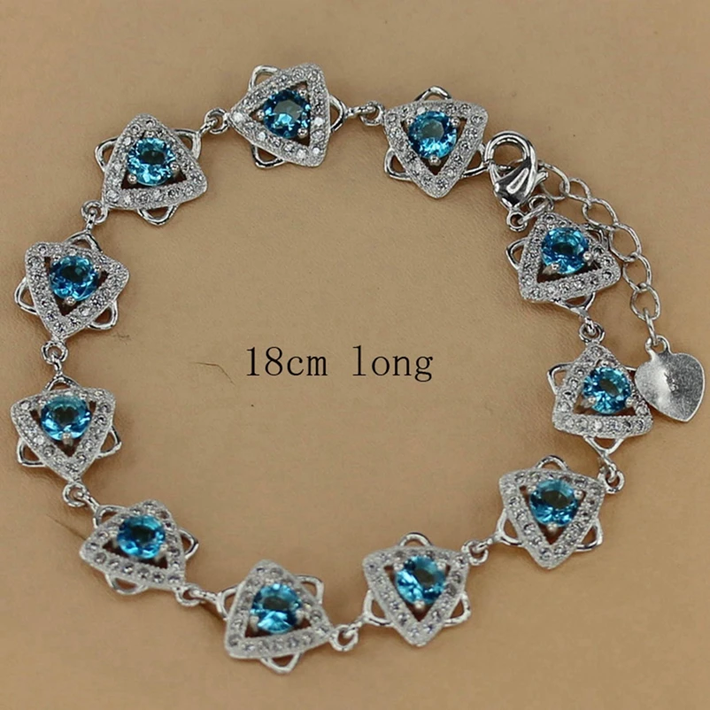 SHUNXUNZE Luxury Vintage Wedding Bracelets Jewelry & Accessories For Women Dropshipping Blue Cubic Zirconia Rhodium Plated R3273