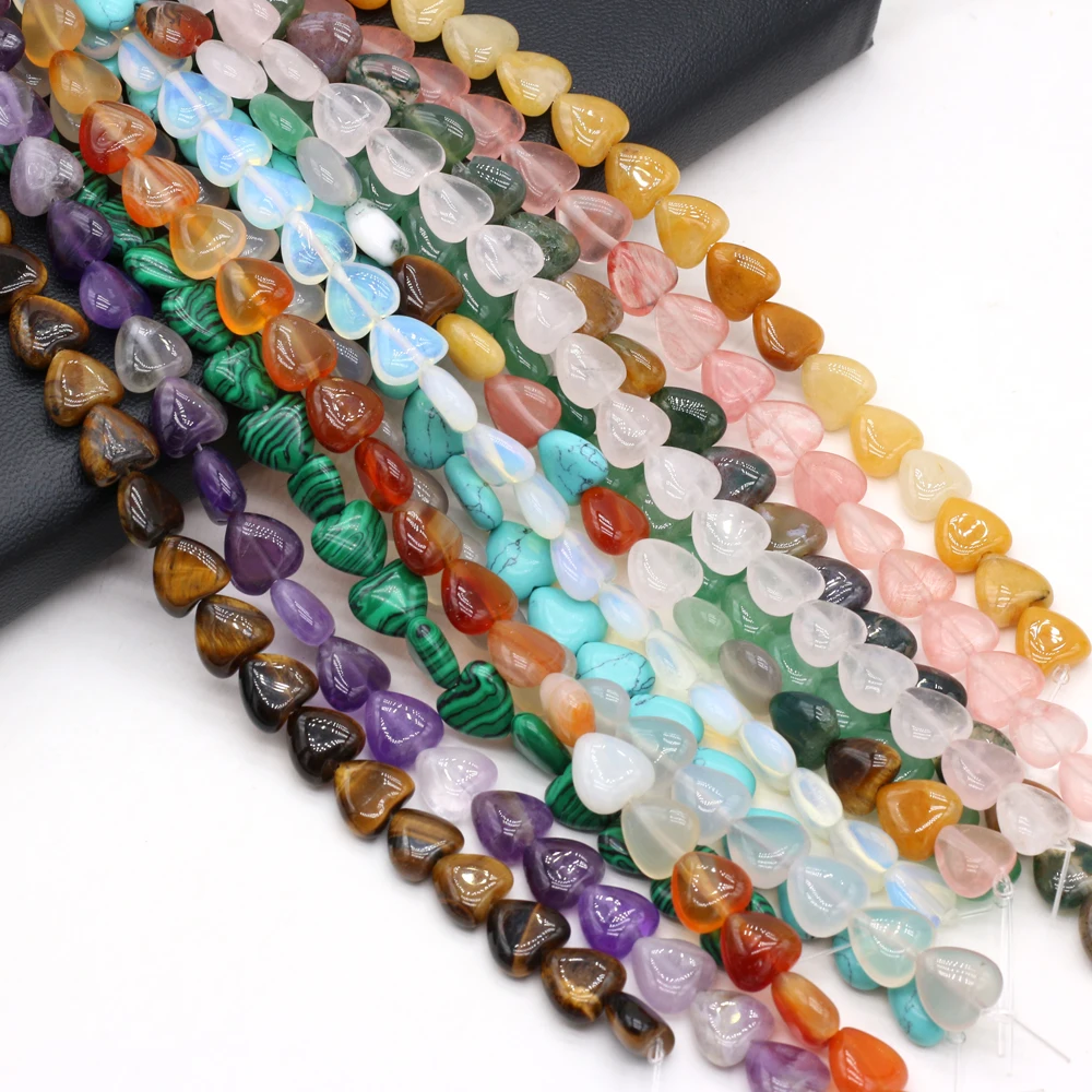20Pcs/Strand  Natural Stone Bead Heart-Shaped Isolation Bead For Jewelry Making DIY Necklace Bracelet Earrings Accessory