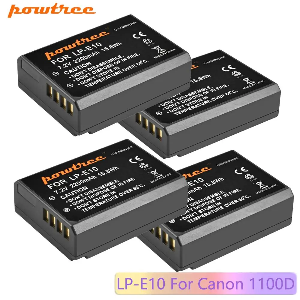 Powtree 2200mAh LP-E10 LP E10 LPE10 batteria per fotocamera digitale per Canon 1100D 1200D 1300D Rebel T3 T5 KISS X50 X70 batteria