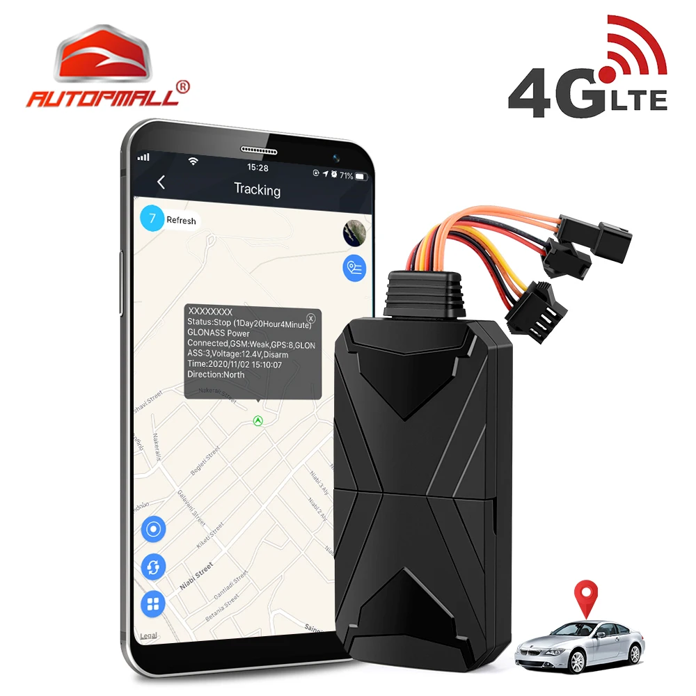 

4G GPS Tracker Car Tracker 11-90V Cut Off Fuel SOS Voice Monitor GPS Locator Car GLONASS Overspeed Shake Alarm Geofence FREE APP