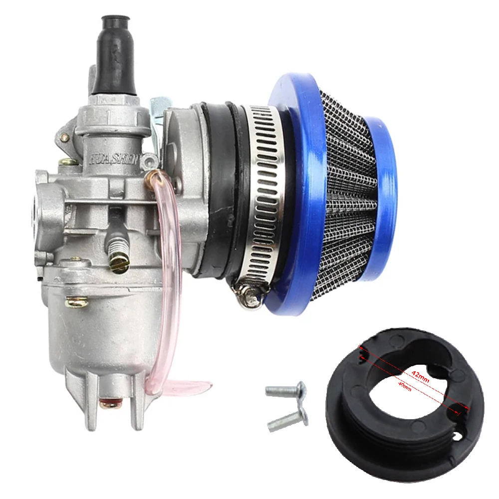 Motorcycle Carburetor + Steel 44mm Air Filter Red Blue + Stack for 47cc 49cc Mini Moto Dirt Pocket Bike ATV Quad Go Kart Buggy