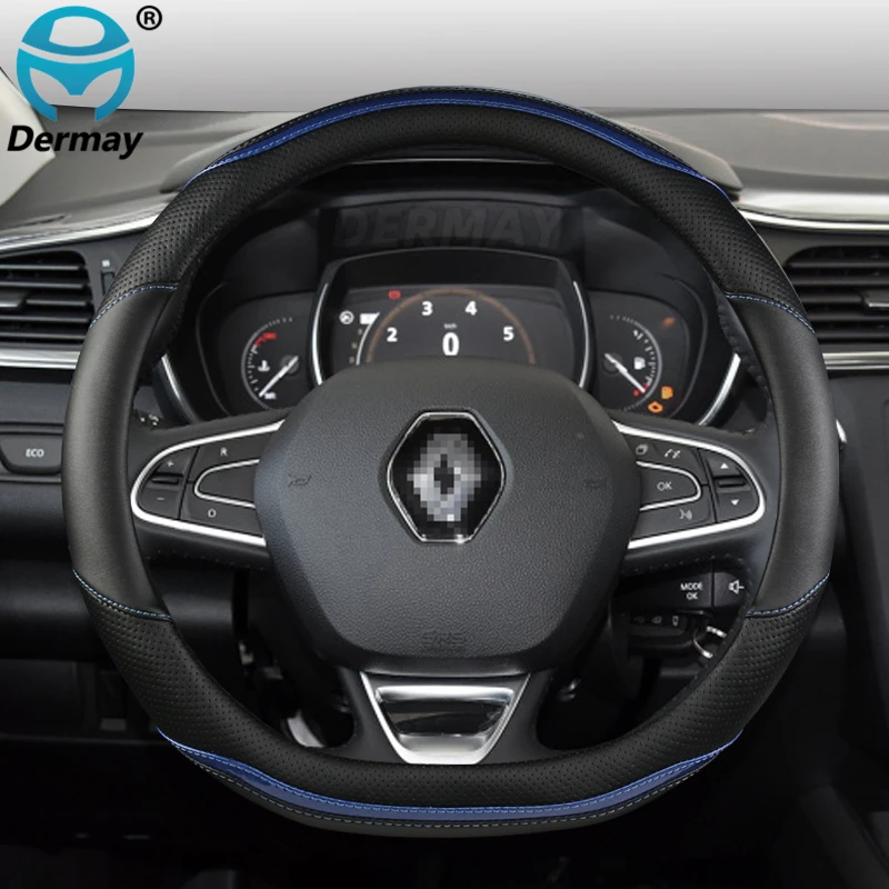 for Renault Clio 5 V Car Steering Wheel Cover Non-slip Breathable Microfiber Leather + Carbon Fiber Fashion Auto Accessories