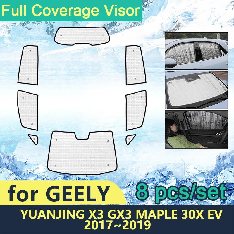 

Full Cover Sunshades For Geely Yuanjing X3 GX3 Maple 30X EV 2017 2018 2019 Car Sun Protection Windshields Accessories Parasol