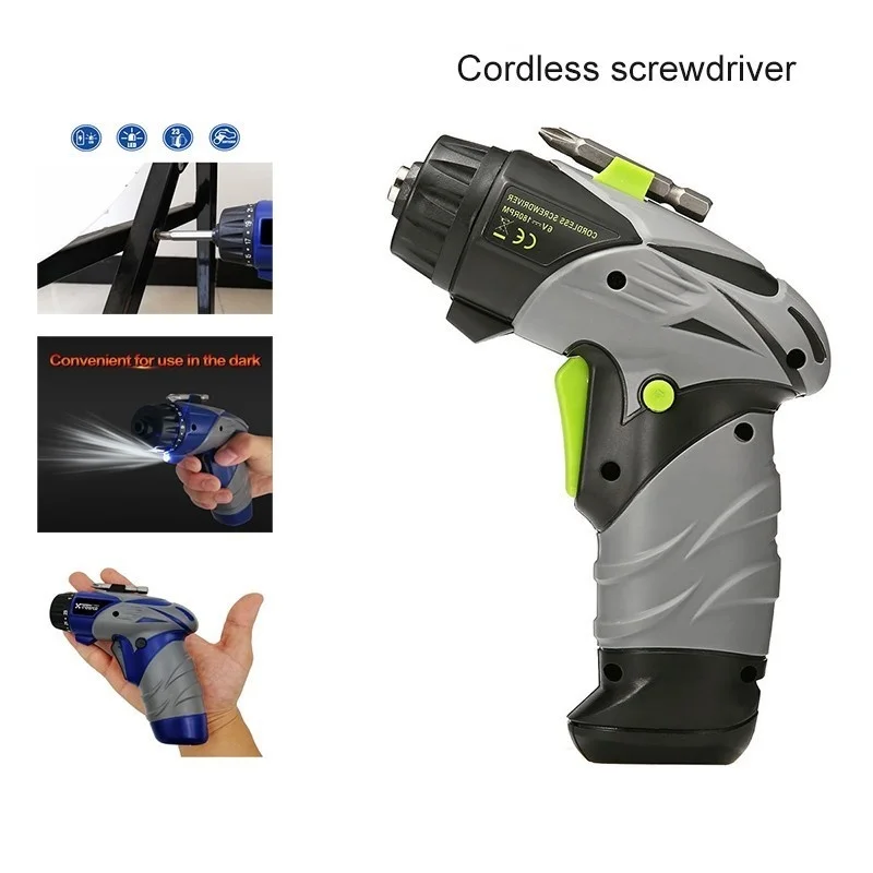 6V Mini Battery Cordless Electric Screwdriver  Rotary Screw Driver With Work Light And 8 Bits For Household Maintenance