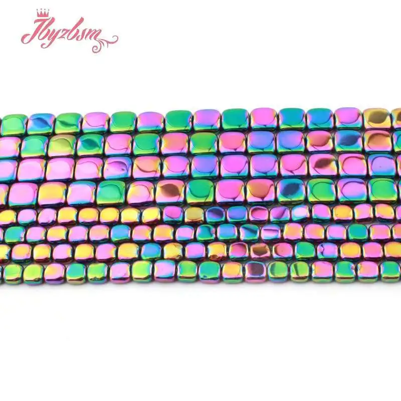 

Natural Hematite Multicolor Square Beads Loose 3/4/6mm Natural Stone Beads For Jewelry Making DIY Necklace Bracelet Strand 15"