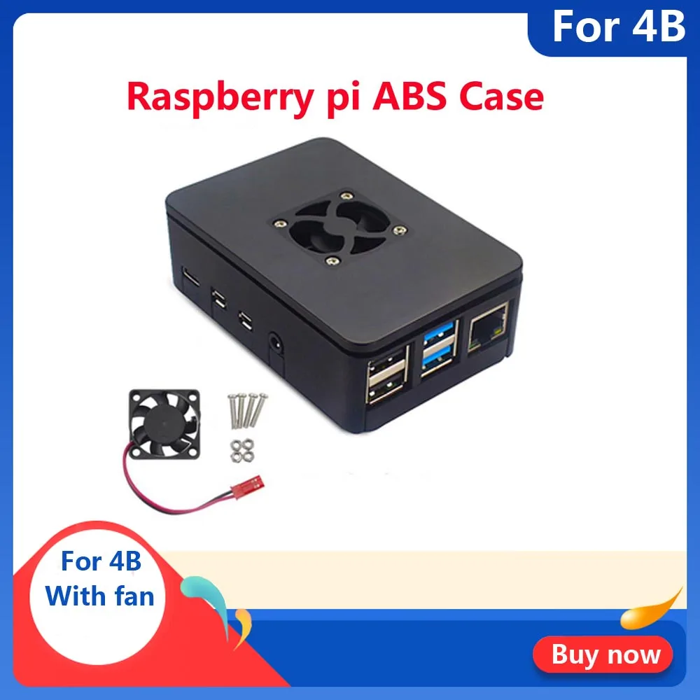 

Raspberry PI 4 Model B 1GB/2GB/4GB ABS Case Cover With Cooling Fan Plastic Box Enclosure For Raspberry Pi 4B Cooling shell Case