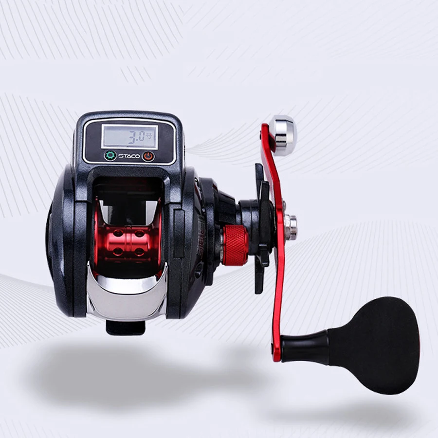 Heavy Duty 6.3:1 13+1 Ball Bearing LED Digital Display Screen Baitcasting Line Counter Casting Reel Fishing Line Counter Reel