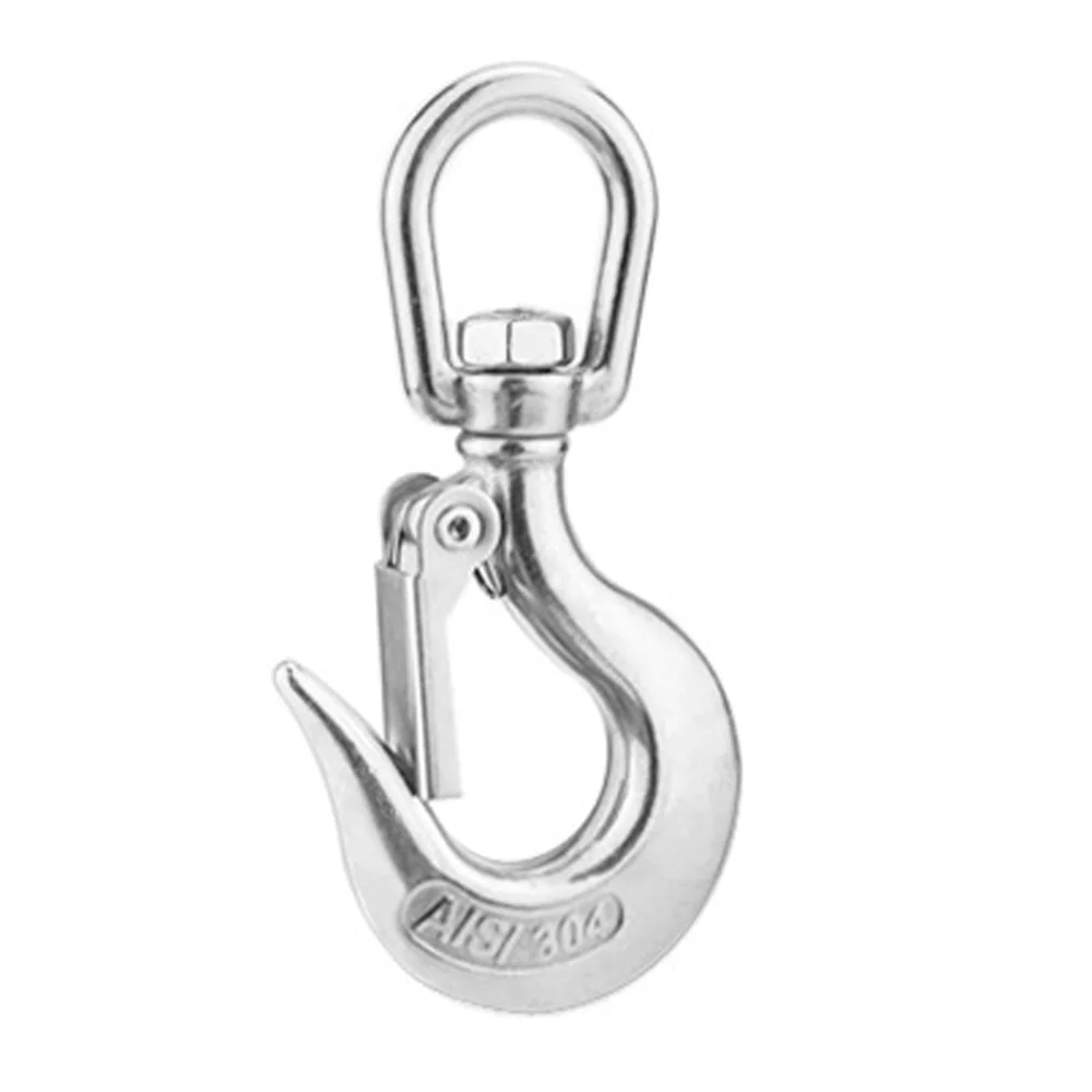 

304 Stainless Steel Round Swivel Eye Lifting Snap Hook Cargo Snap Hook Crane Hook With Latch NO Rust Marine Rigging Hardware