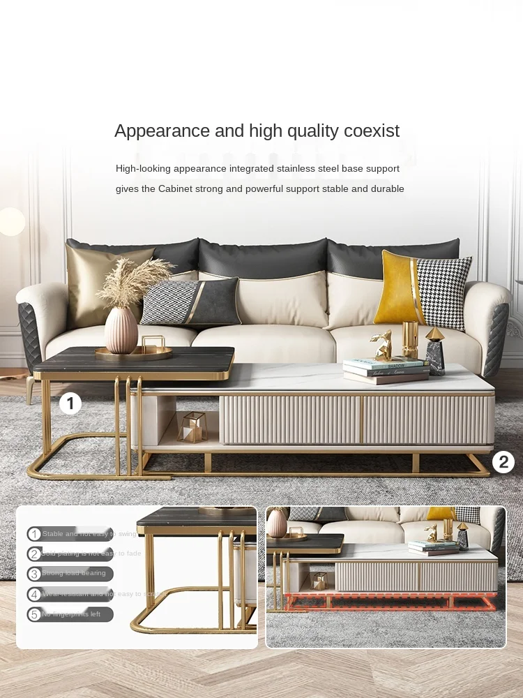 coffee table Modern simple small-sized TV cabinet combined telescopic multi-drawer storage multifunctional living room