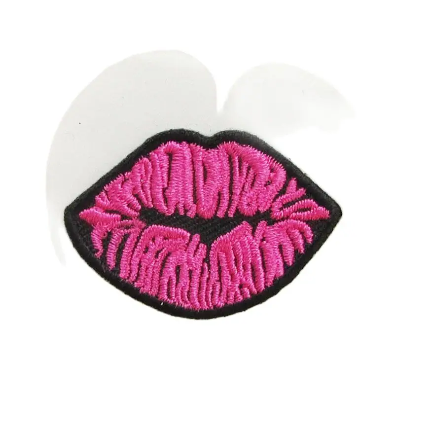 

Distributor White And Purple Colour Cute 75% Embroidery Fashion Patches Wholesale Manufacturer Red Mouth Embroidery Accessories