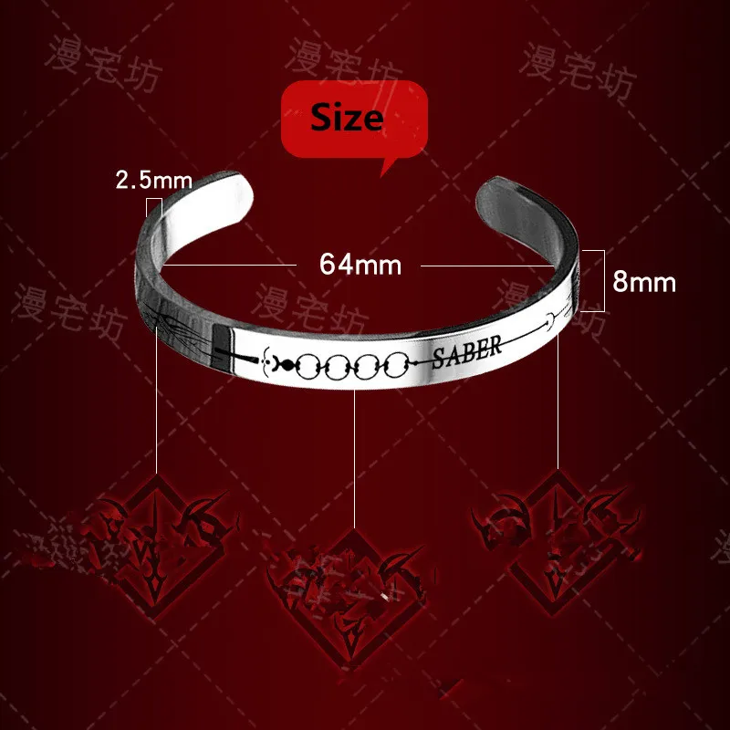 Juego de Anime Fate/stay night pulsera de acero inoxidable Fate/Zero Fate/Grand Order pulsera Nero Saber Cosplay pulsera negra regalos