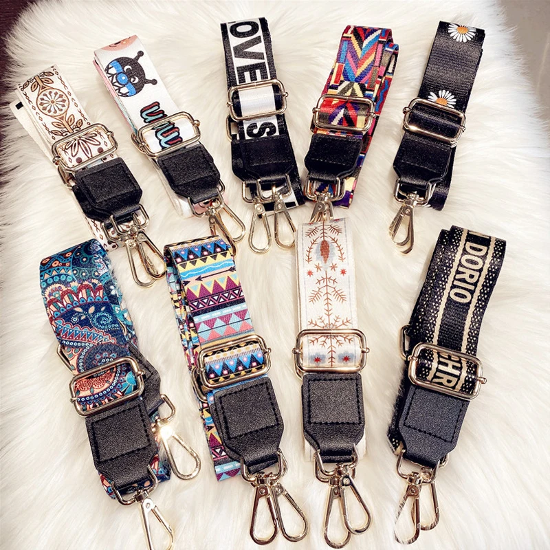 

138 cm O Bag Handle Bag Strap For Women DIY Shoulder Rainbow Handbag Accessories Cross Body Messenger Nylon Belts Bag Straps