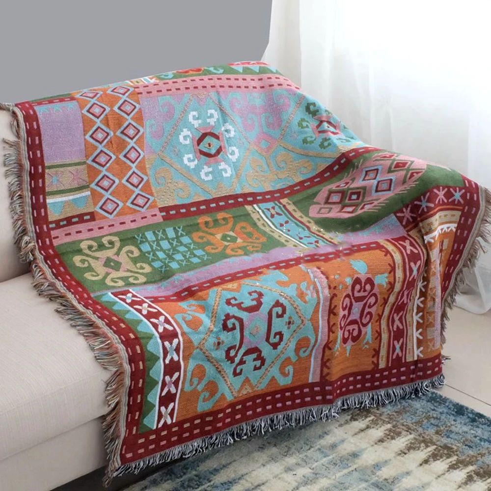 

Bohemian Knitted Throw Thread Blanket on the Bed Sofa Towel Bed Plaid Tapestry Bedspread Tablecloth Bedroom Living Room Carpet 2