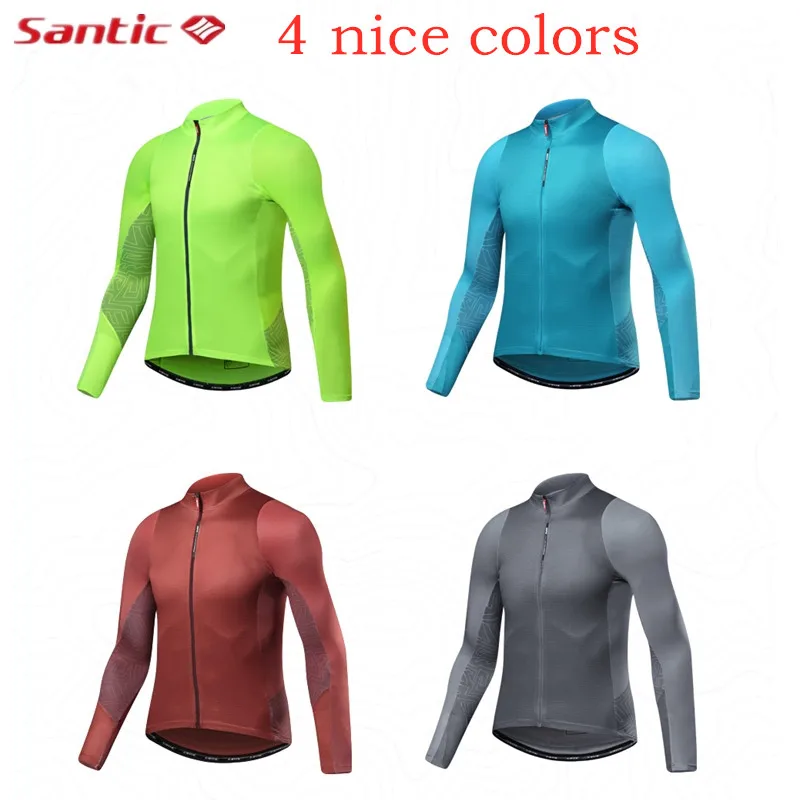 Santic Road Cycling Jersey Men\'s Full Sleeve Reflective Strips Riding Windbreaker Jacket Waterproof Anti-sweat Bicycle Clothing